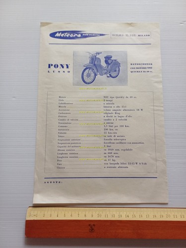 Meteora 50 Pony Lusso scooter motore NSU Quickly depliant italiano …
