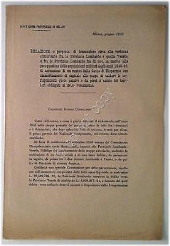 Milano - Proposta Transazione - Perequazione Requisizione Militari - Giugno …