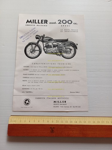 Miller 200 Sport anni 50 depliant italiano originale