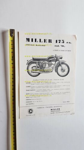 Miller Balsamo 175 B4 anni 50 depliant originale ITALIANO moto …