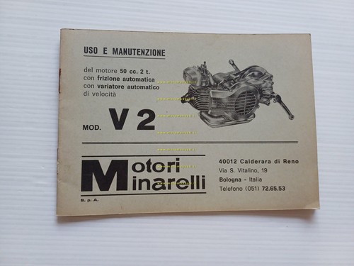 Minarelli motore 50 V2 1977 manuale uso manutenzione originale italiano