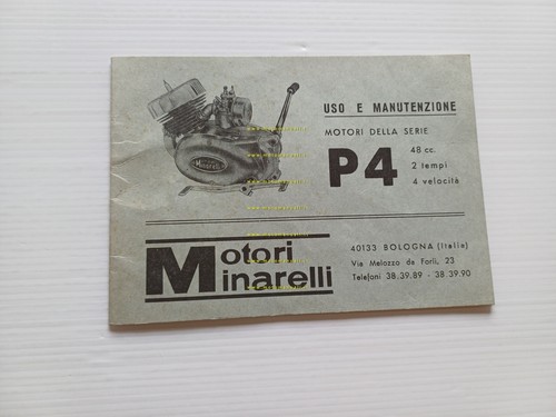Minarelli motore P4 50 1969 manuale uso manutenzione originale italiano