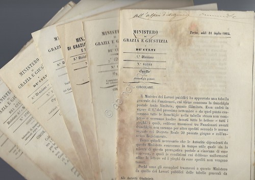 Ministero di Grazia e Giustizia 1864 lotto di 9 circolari