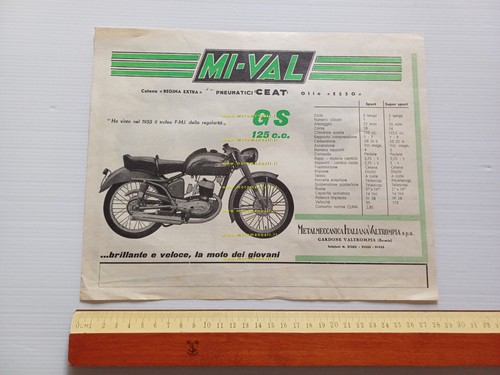 Mival 125 GS - motocarro MI-VAL Car 175 1956 depliant …