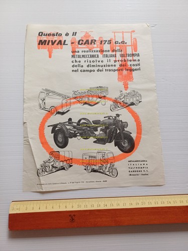 Mival MIVAL-CAR 175 1955 depliant italiano motocarro originale