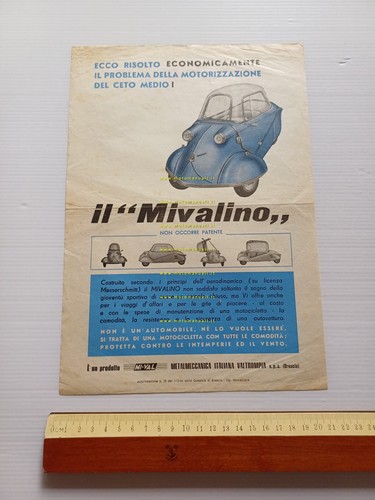 Mival Mivalino 175 1954 depliant italiano microauto microcar originale