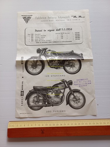 MM 125 Standard - 250 Turismo 1956 depliant moto originale