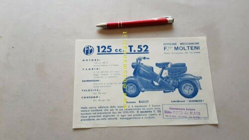 Molteni 125 scooter 1950 depliant originale italiano brochure