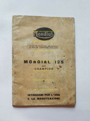 Mondial 125 Champion 1958 manuale uso 7a Ediz. ORIGINALE moto …