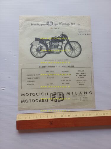 Mondial 125 DOHC Corsa - Sport 1949 depliant italiano originale