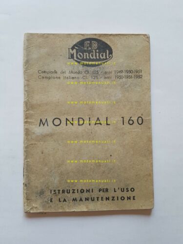 Mondial 160 1952 manuale uso manutenzione moto originale owner's manual