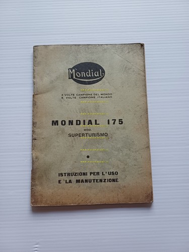 Mondial 175 Superturismo 1958 manuale uso manutenzione libretto originale
