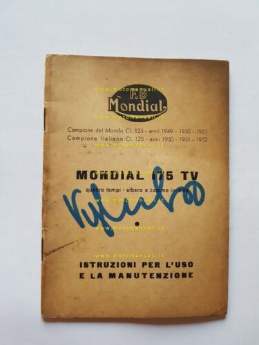 Mondial 175 TV 1956 manuale uso 3a Ediz. ORIGINALE libretto …