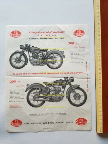 Mondial 200 Turismo - 200 Lusso depliant anni 50 originale
