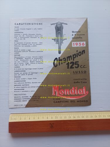 Mondial Champion 125 1956 depliant italiano originale