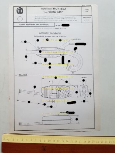 Montesa Cota 349 1979 aggiornamento scheda omologazione DGM Facsimile originale