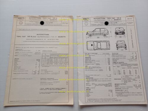 Moretti Fiat SuperPanda 1981 + agg. '83 scheda omologazione DGM …