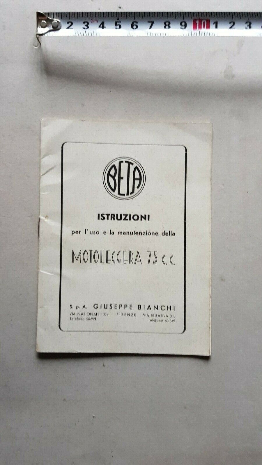 Moto Beta Lince 75 anni 50 manuale uso manutenzione originale