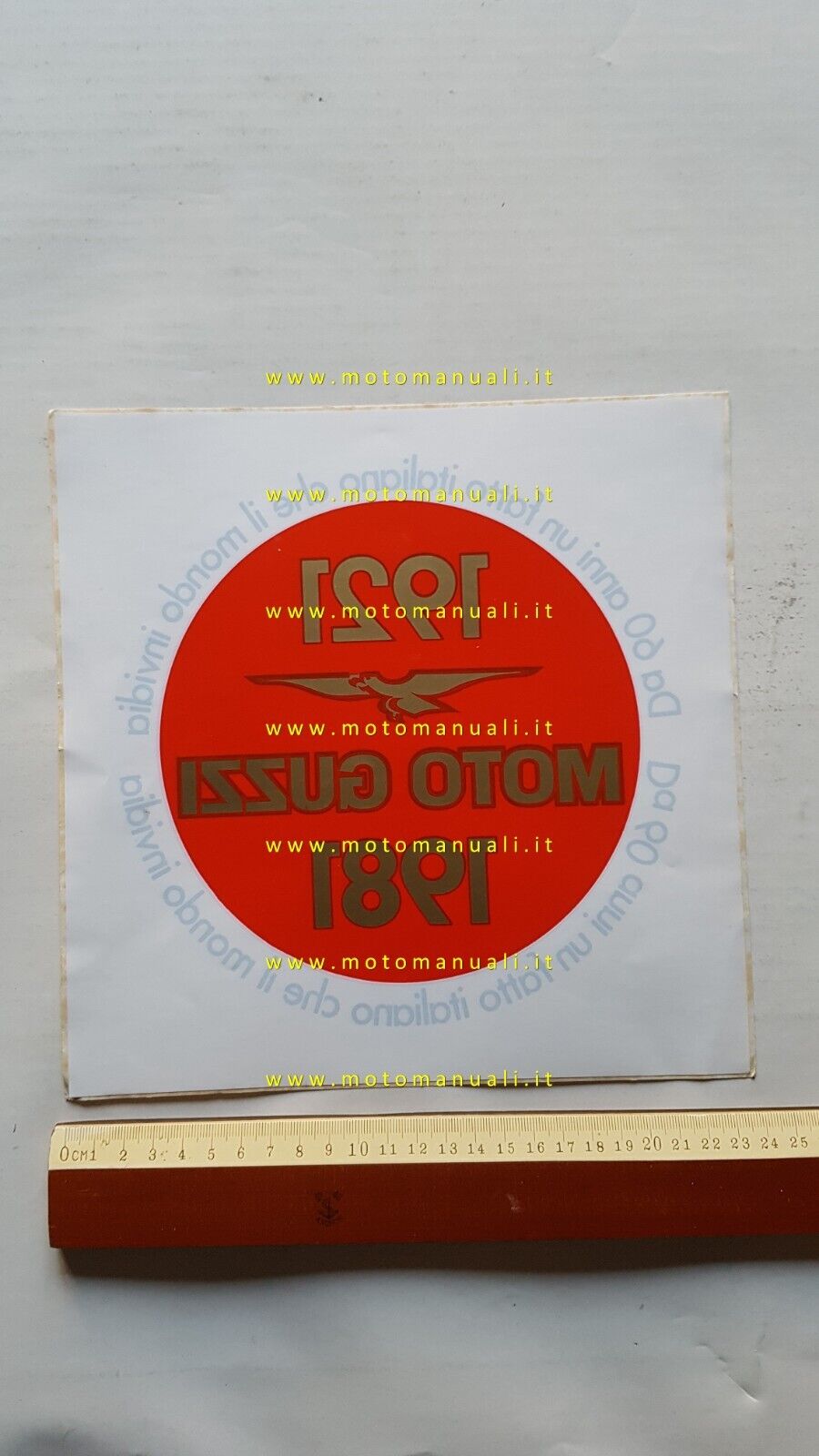 Moto Guzzi 1921-1981 vetrofania originale 60 anni no insegna window …