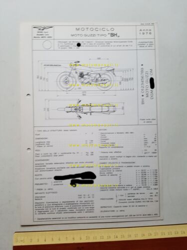 Moto Guzzi 254 4C 1976 scheda omologazione DGM Facsimile originale