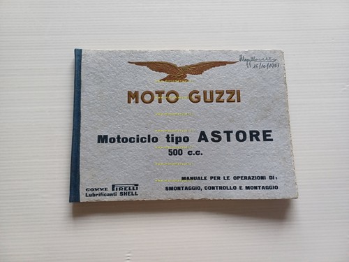 Moto Guzzi 500 Astore 1950 manuale officina italiano originale