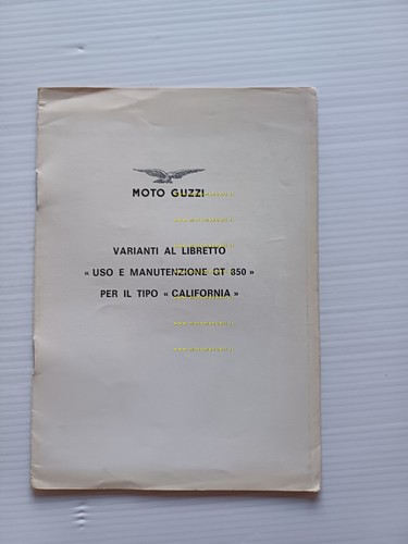 Moto Guzzi 850 GT California AGGIORNAMENTO manuale uso originale