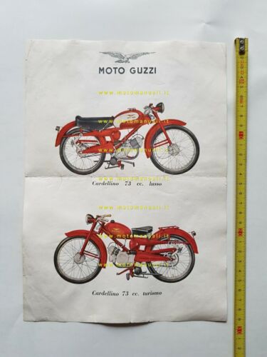 MOTO GUZZI Cardellino 73 1957 depliant originale ENGLISH FRENCH DEUTSCH