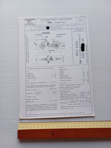 Moto Guzzi Dingo 50 MM 1974 scheda omologazione DGM Facsimile …