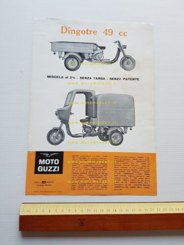 Moto Guzzi Dingotre 49 motocarro 1965 depliant originale ITALIANO