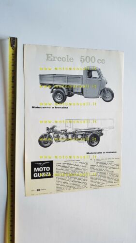 MOTO GUZZI Ercole 500 1962 depliant originale Motocarro 3-wheeler brochure