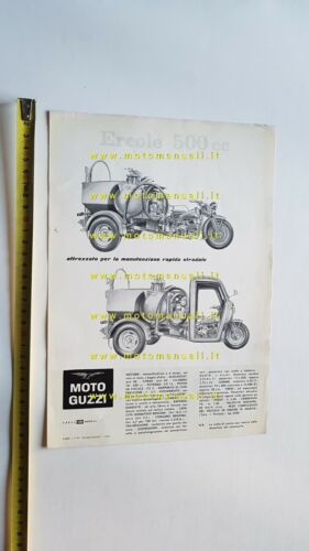 MOTO GUZZI Ercole 500 lavori stradali 1964 depliant originale Motocarro …