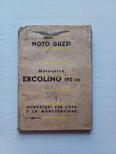 Moto Guzzi ERCOLINO 192 1960 manuale uso originale MOTOCARRO italiano
