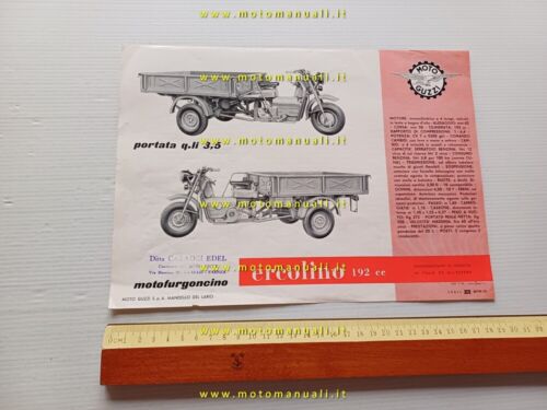MOTO GUZZI Ercolino 192 Motocarro 1958 depliant originale italiano