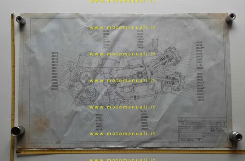 Moto Guzzi motore Galletto 175 1953 disegno quotato a china …