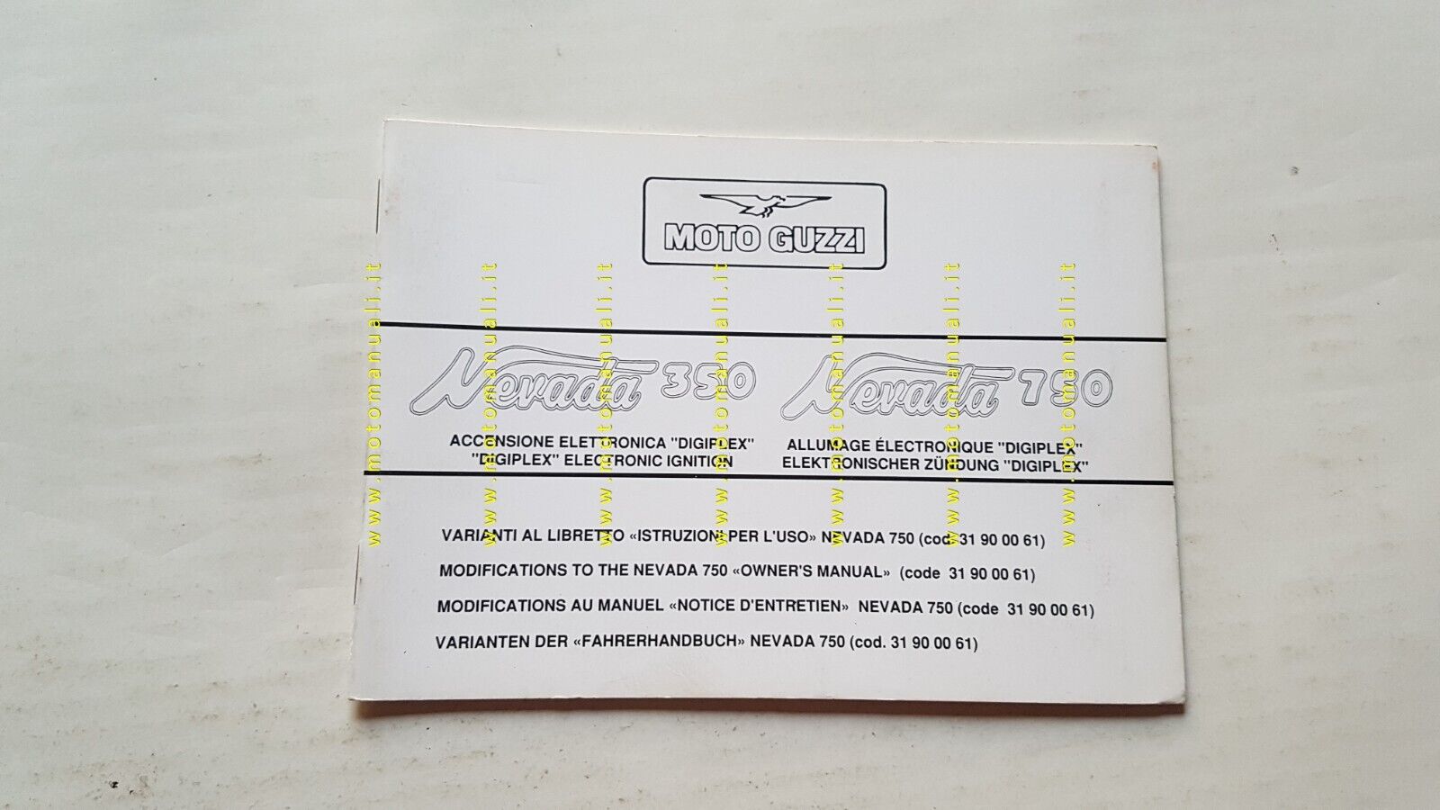 Moto Guzzi Nevada 350 - 750 1987 varianti manuale uso …