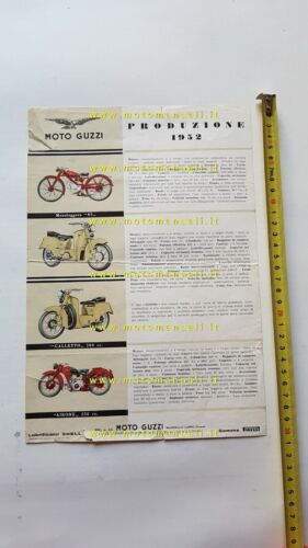 Moto Guzzi produzione modelli 1952 depliant ITALIANO originale brochure