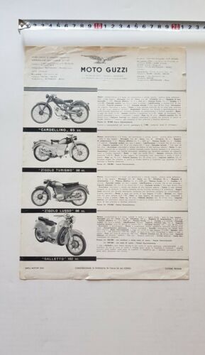 Moto Guzzi produzione modelli 1954 depliant originale brochure