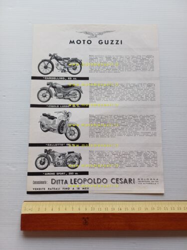 MOTO GUZZI produzione modelli 1955 depliant ITALIANO originale genuine brochure