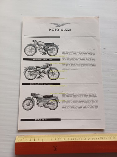 Moto Guzzi Produzione Modelli 1957 depliant catalogo italiano originale