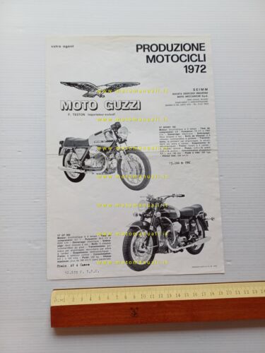 MOTO GUZZI produzione modelli 1972 depliant FRANCESE originale genuine brochure