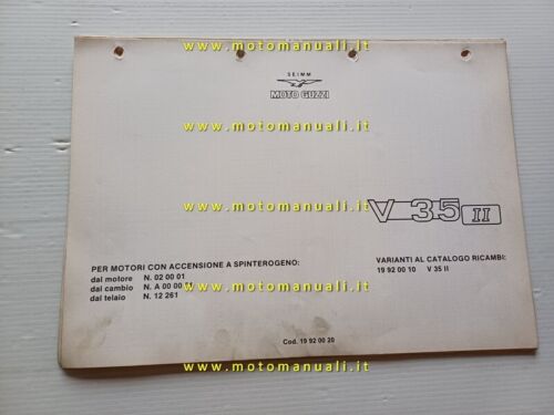 Moto Guzzi V 35 II VARIANTI catalogo ricambi originale