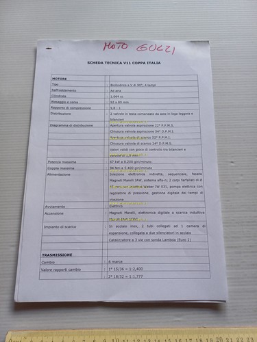Moto Guzzi V11 Coppa Italia 2003 scheda tecnica per la …