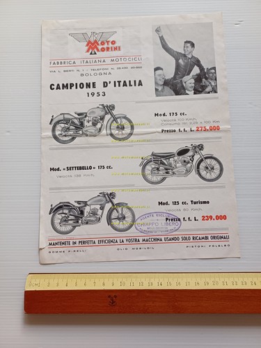 MOTO MORINI 175 - 175 Settebello - 125 Turismo 1953 …
