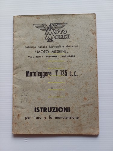 Moto Morini Turismo 125 2T 1947-48 manuale uso manutenzione libretto …