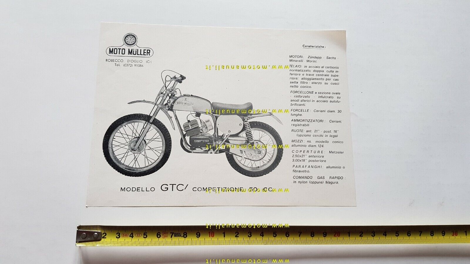 Moto Müller 50 GTC Cross Competizione 1973 depliant originale brochure