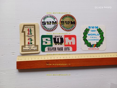 Moto SWM lotto 5 adesivi pubblicitari originali anni 70-80 factory …