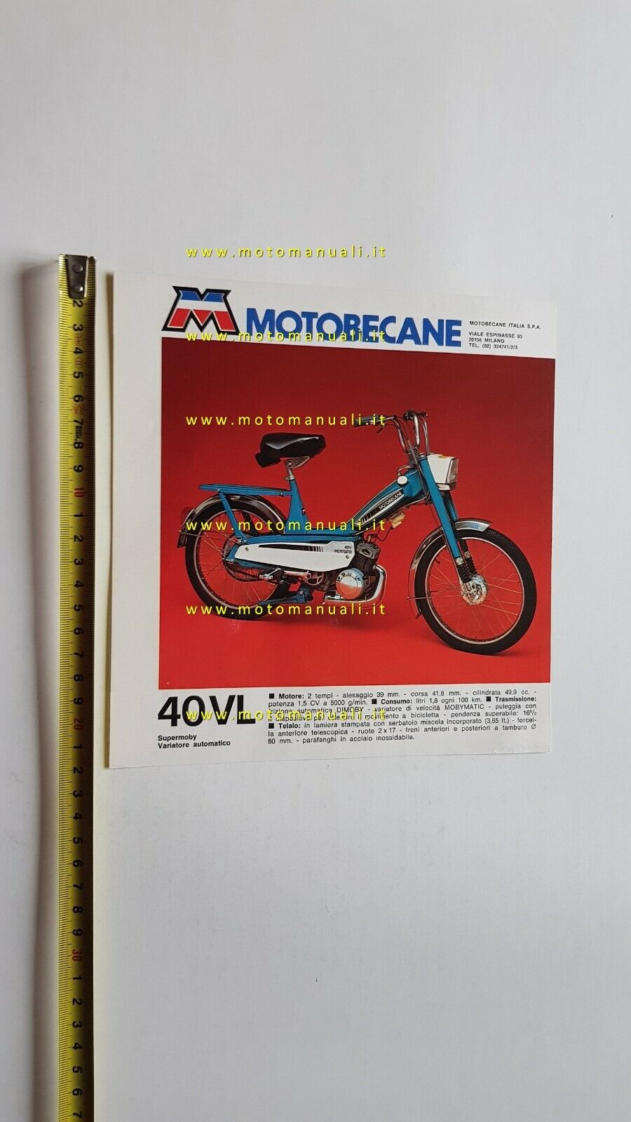 Motobecane 40 VL - 40 T depliant originale ITALIANO ciclomotori …