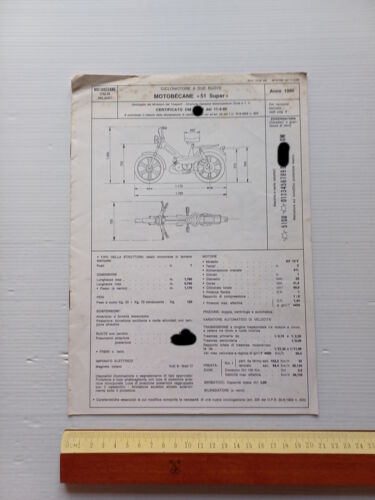 Motobecane 51 Super 1980 scheda omologazione DGM Facsimile originale