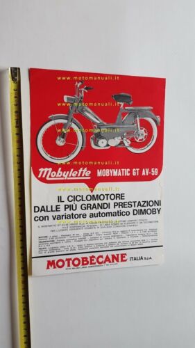 Motobecane Mobylette Mobymatic GT AV-59 AV-49 depliant originale ITALIANO moto