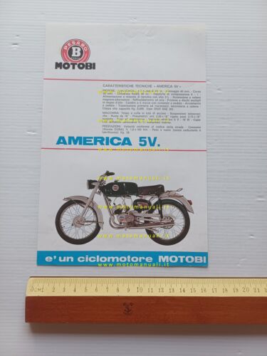 Motobi 50 America 5V 1970 depliant originale ciclomotore italiano brochure …